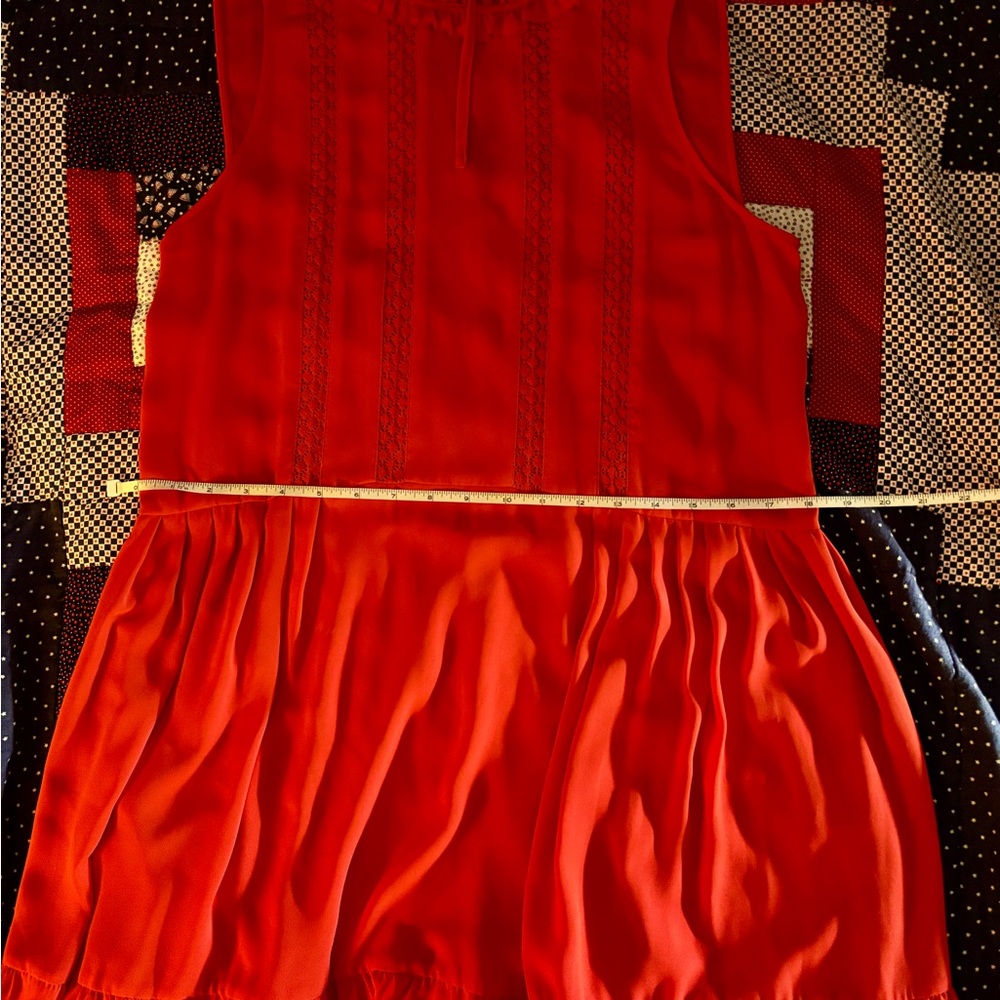 Anthropologie Sunday Best Chiffon Eyelet Dress in Poppy Red - Size Medium - Picture 7 of 9